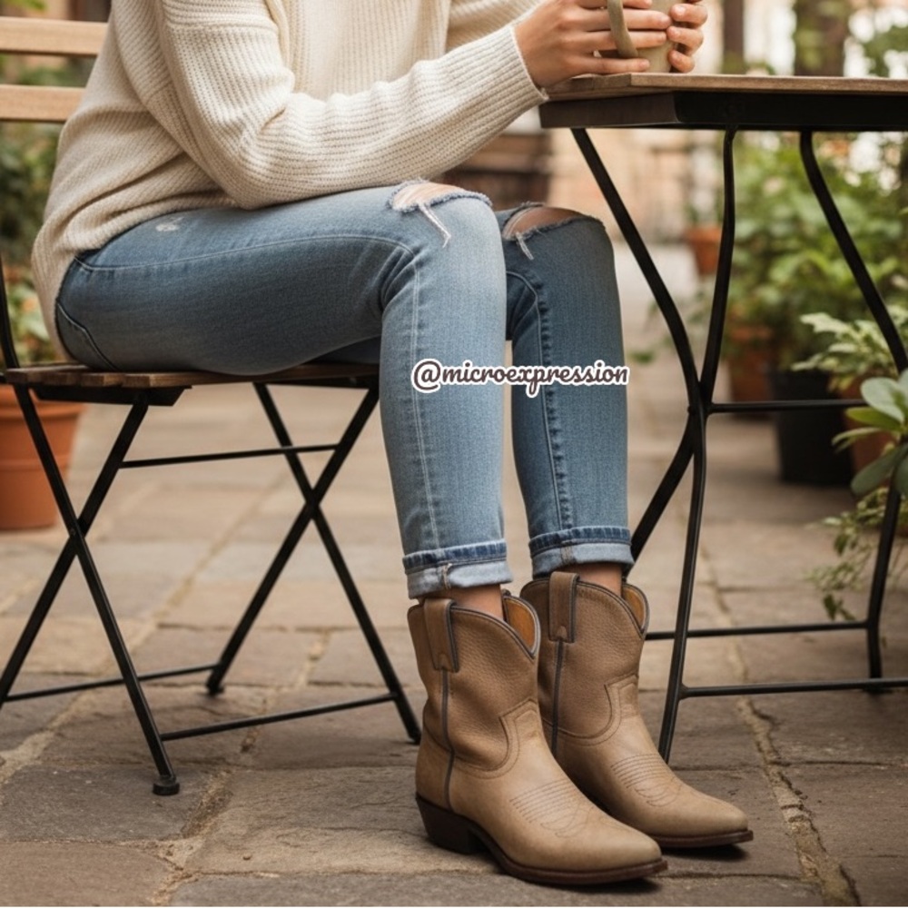 Frye Billy Pull On Taupe Leather Cowboy Short Boot - Picture 16 of 16